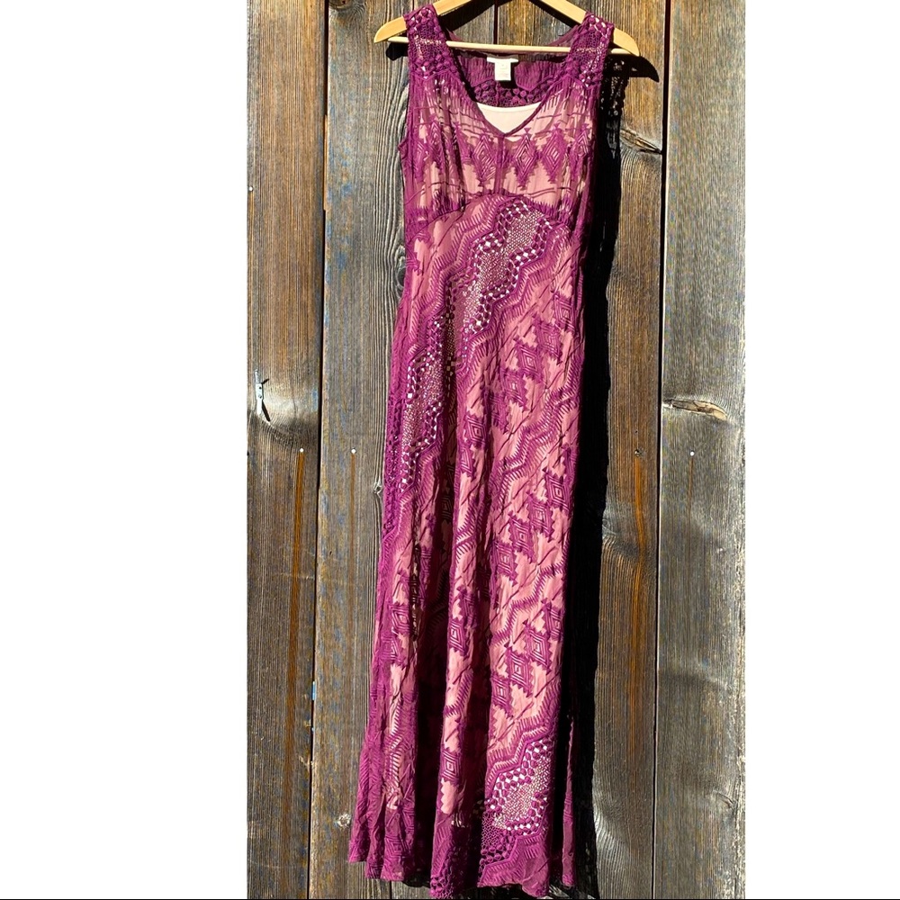 Sundance Catalog lacy silk dress with under slip; size 4